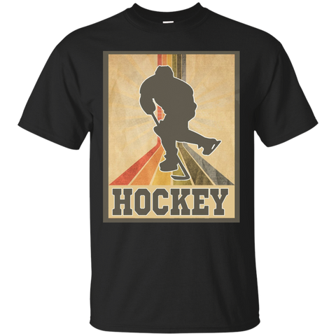 Vintage Style Ice Hockey T-Shirt Ice Hockey Player Mask Tee_Black