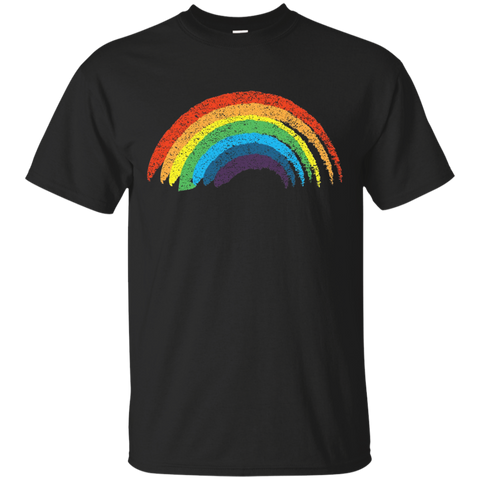 Vintage Retro Rainbow T-Shirt, Classic Distressed Design_Black