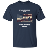 Stand For The Flag, Kneel For The Cross T-shirt Gift_black=