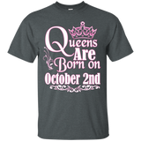 Queens Are Born On October 2nd Funny Birthday T-Shirt_Black