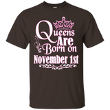 Queens Are Born On November 1st Funny Birthday T-shirt_black=