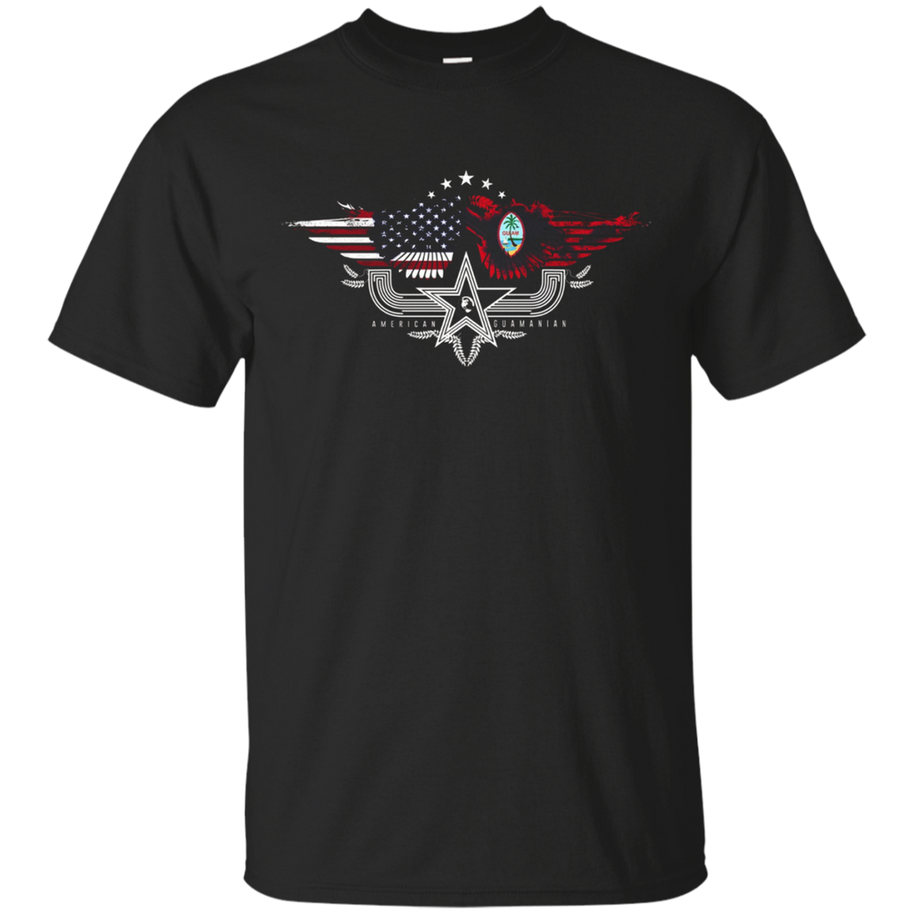 Guamanian American Flag T Shirt. Guam National Flag Shirt_black