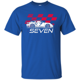 Race Car 7th Birthday T-Shirt Seven Year Old Boy Party_Black
