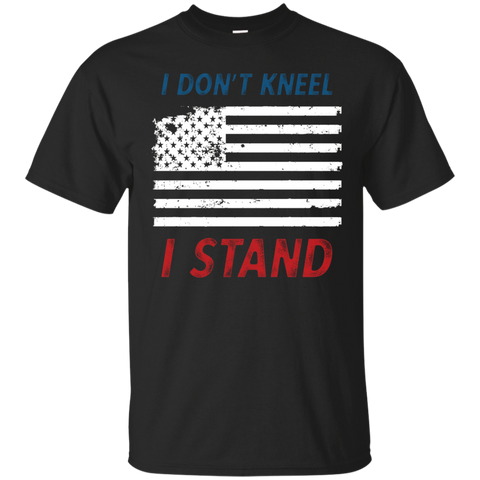 I Don't Kneel Distressed American Flag I Stand Proud Tee_black