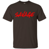 Savage Shirt Red Box Logo Graphic T-shirt Crew Neck Design_Black