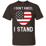 I Don't Kneel - I Stand American Flag Love Heart Tee_black