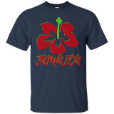 Women's Mi Love Jamaica Red Hibiscus Souvenir T-Shirt_Black