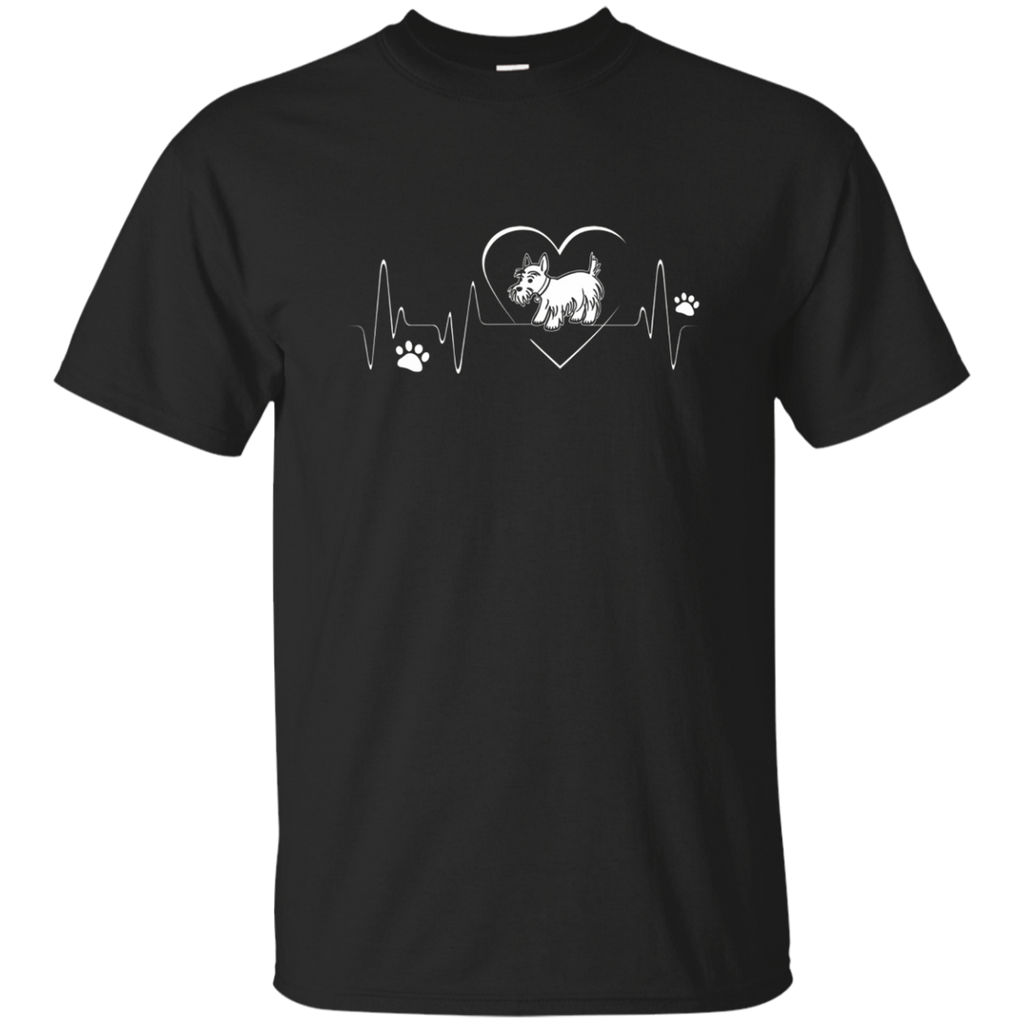 Scottish Terrier t-shirt, I love Scottish Terrier heart beat_Black