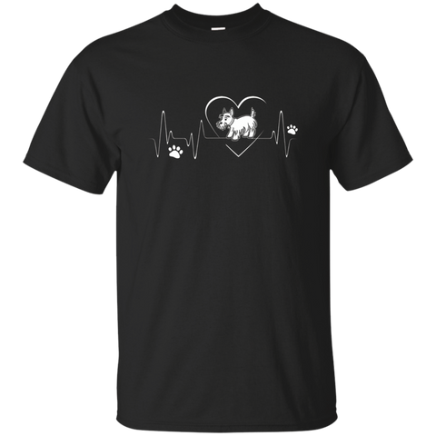 Scottish Terrier t-shirt, I love Scottish Terrier heart beat_Black