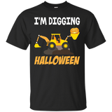 I'm Digging Halloween Pumpkin Yellow Excavator T-shirt_black=
