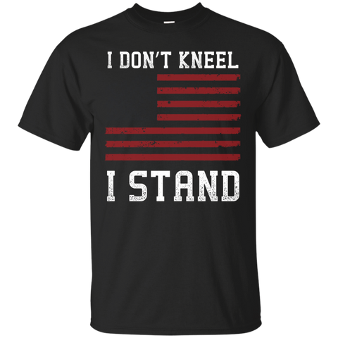 I Don't Kneel Distressed American Flag I Stand Proud T-shirt_black