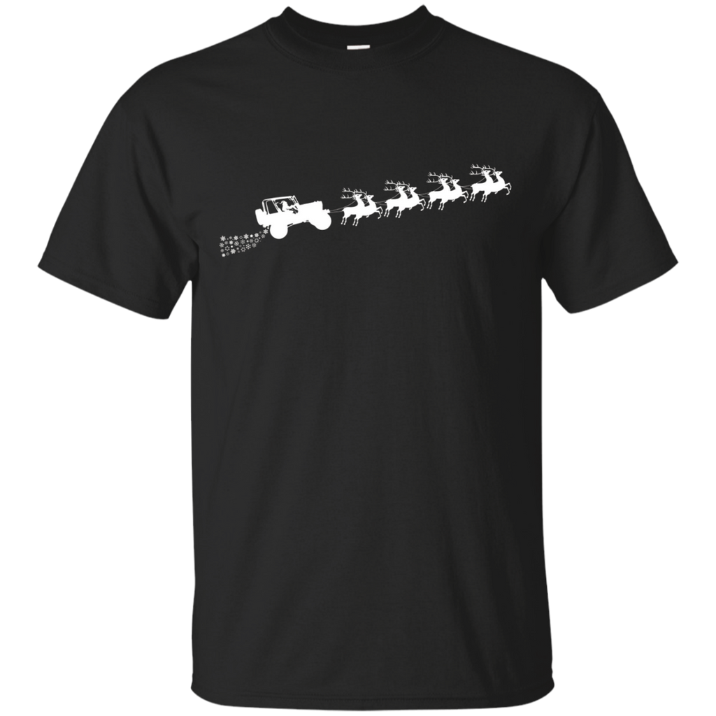 Santa Sleigh Funny Jeep Driver Christmas T-Shirt_Black