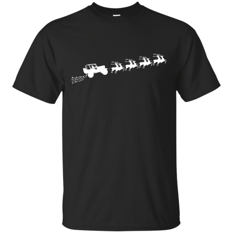 Santa Sleigh Funny Jeep Driver Christmas T-Shirt_Black