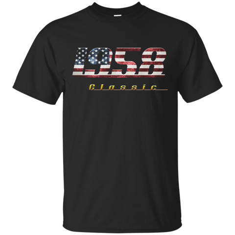 1958 Classic Shirt Vintage Retro Style With Us Flag_black