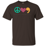 Peace, Love, And The Oxford Comma Writers T-shirt_Black