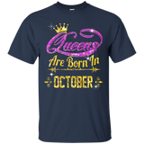 Queens Are Born In October t shirt_Black