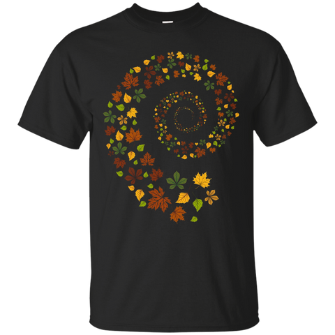 Whirlwind of Autumn Leaves T Shirt Spiral of Fall Colors_Black