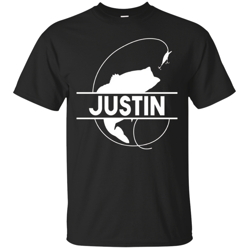 Justin Fishing Name Pocket T-shirt First Name Monogram_black=