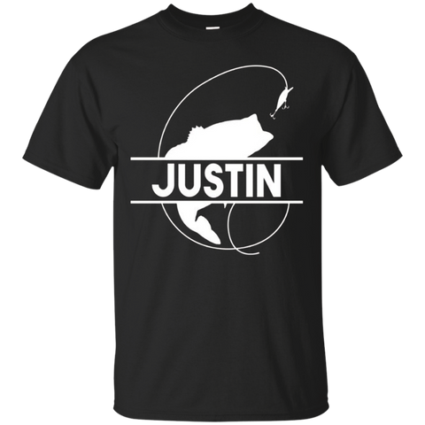 Justin Fishing Name Pocket T-shirt First Name Monogram_black=