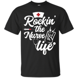 Rockin' The Nurse Life T Shirt Funny Professional Hospital_Black