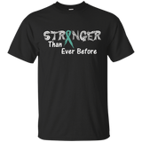 Womens Stronger than Ever Before Ovarian Cancer Awareness T-Shirt_Black