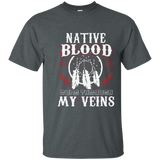 Native Blood Runs Through My Veins Native American T-Shirt_Navy