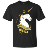 Halloween Unicorn Witch Hat T-shirt Costume_black=