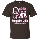 Queens Are Born On September 26th Funny Birthday T-Shirt_Black