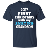 First Christmas With Grandson - Shirt For New Grandparents_black=