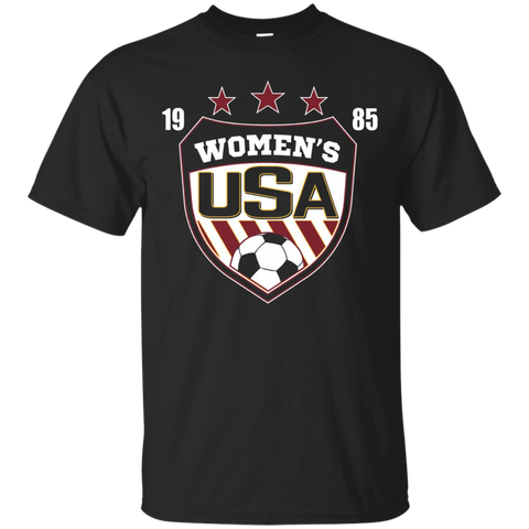 Us National Woman's Soccer T-shirt - Usa Shield 1985_black=