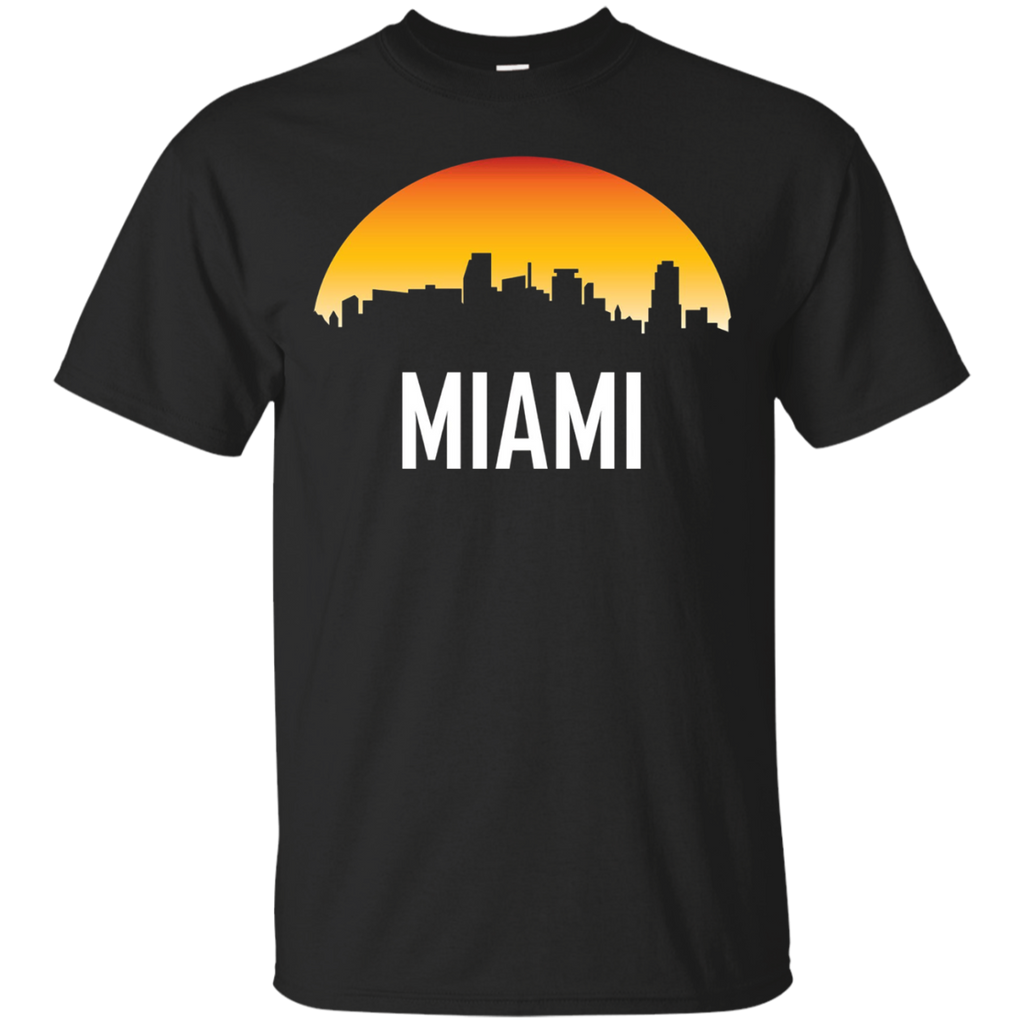 Miami Florida Sunset Skyline Silhouette T-Shirt_Black