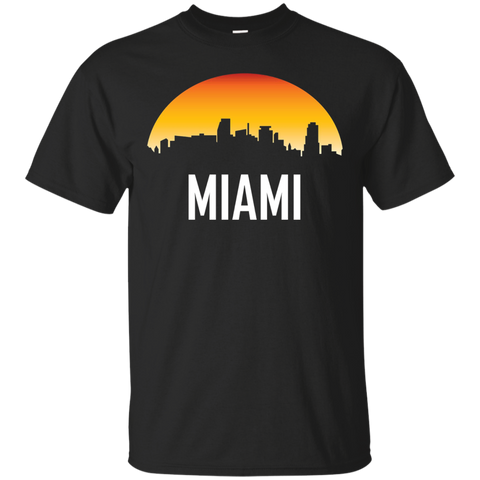 Miami Florida Sunset Skyline Silhouette T-Shirt_Black
