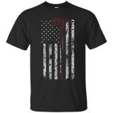 Thin Red Line American Firefighter Flag Axe T Shirt_Black