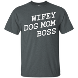 Womens Wifey Dog Mom Boss Dog Lover T-shirt_Black