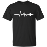 Military Fighter Jet Aircraft Heartbeat Gift T-Shirt_Black