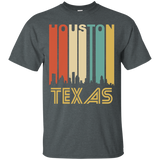 Retro 1970's Houston Texas Cityscape Downtown Skyline Shirt_Black