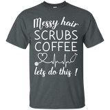 Womens Messy Hair Scrubs Coffee Lets Do This T-Shirt Christmas_Black