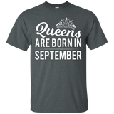 Queens Are Born in September - Cute Girly Fun Birthday Tee_Black
