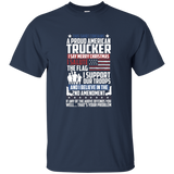 A Proud American Trucker Support Guns Troops Flag T Shirt_black