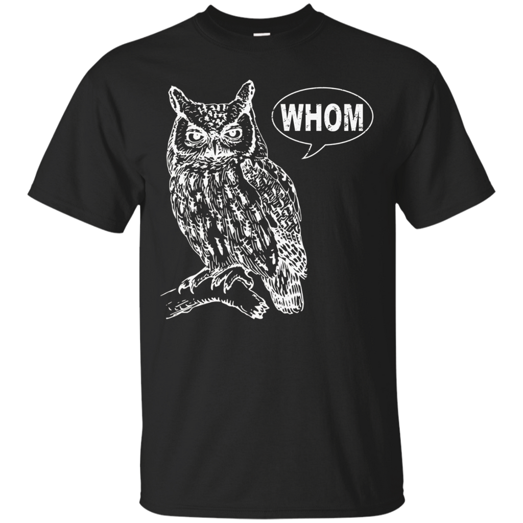 Owl Grammar T-Shirt Whom English Teacher Editor Cool Gift_Black