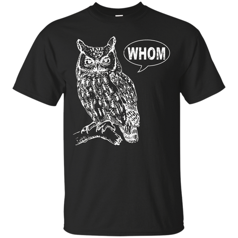 Owl Grammar T-Shirt Whom English Teacher Editor Cool Gift_Black