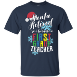 Santa Retired - First Grade Teacher Christmas Shirt_black=