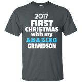 First Christmas With Grandson - Shirt For New Grandparents_black=