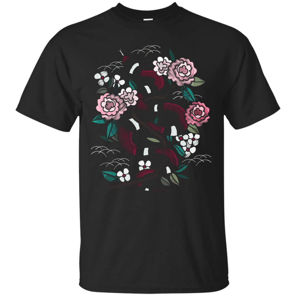 Japanese Embroidery Styled Tshirt - Vintage Snakes And Roses