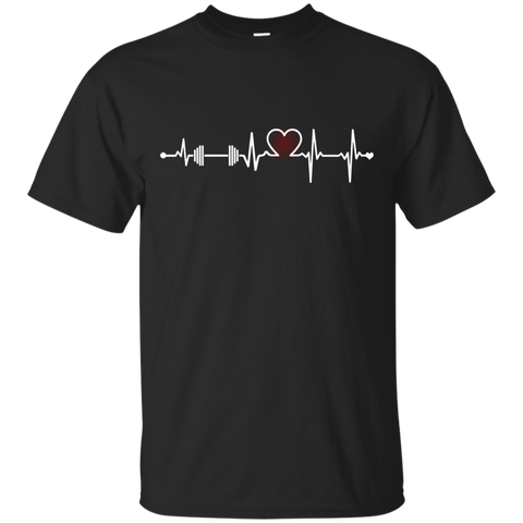 Weightlifting Heartbeat T-shirt - Working Out Heartbeat Ts_Black