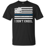 I Don't Kneel - Proud To Stand Anthem Thin Blue Line Tee_black