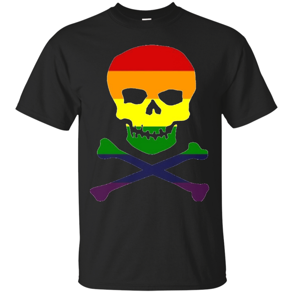 Rainbow Pride Flag Skull & Cross Bones t-shirt_Black