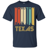 Retro 1970's Houston Texas Cityscape Downtown Skyline Shirt_Black