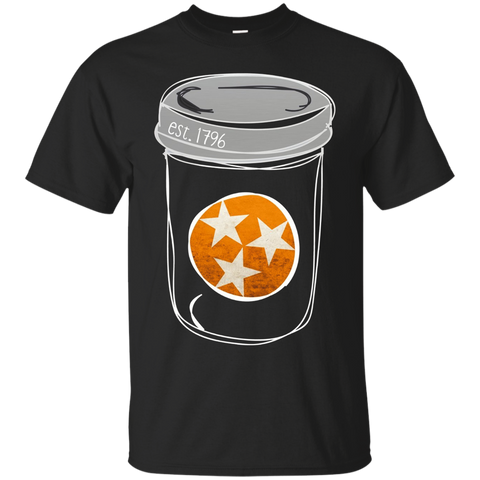 Tennessee Flag Orange and White Mason Jar Tee Shirt Vintage_Black