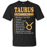 Taurus April 21 To May 21 Zodiac T Shirt_Black